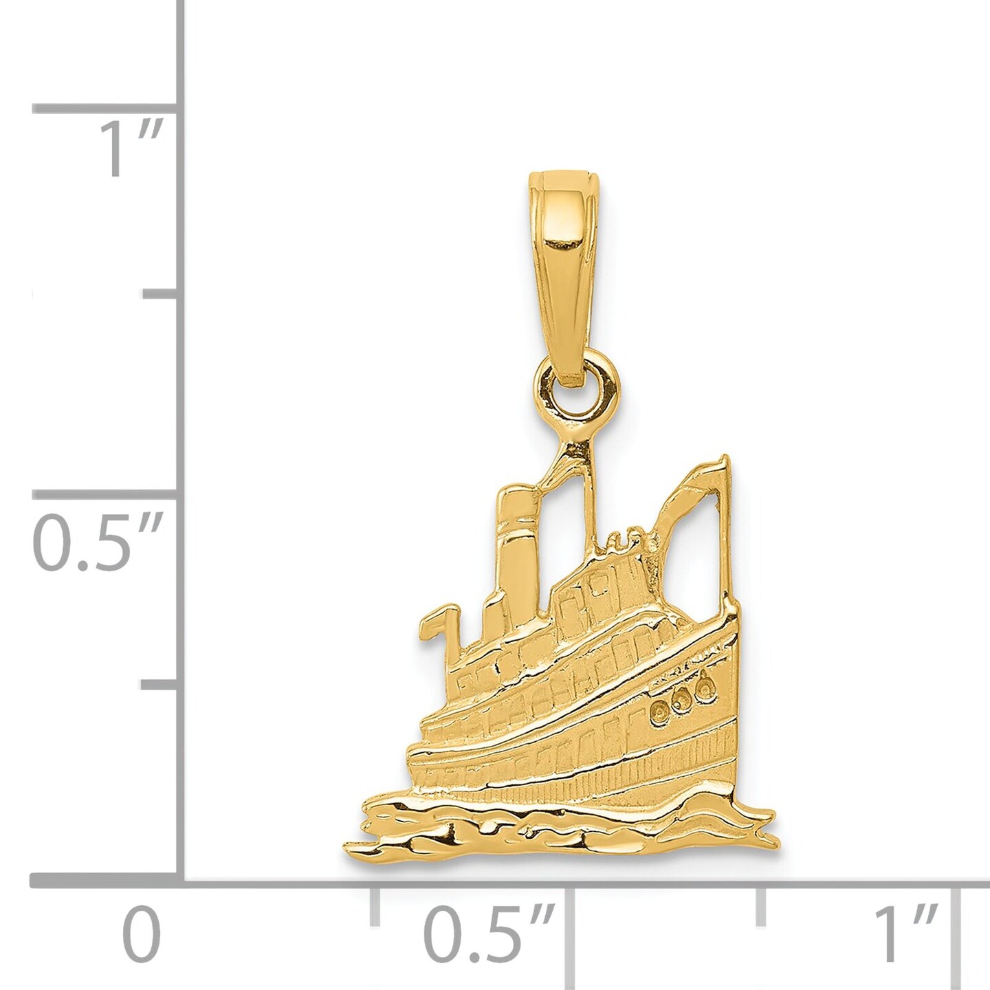 14K Yellow Gold Cruise Ship Pendant Charm Jewelry 21mm x 14mm