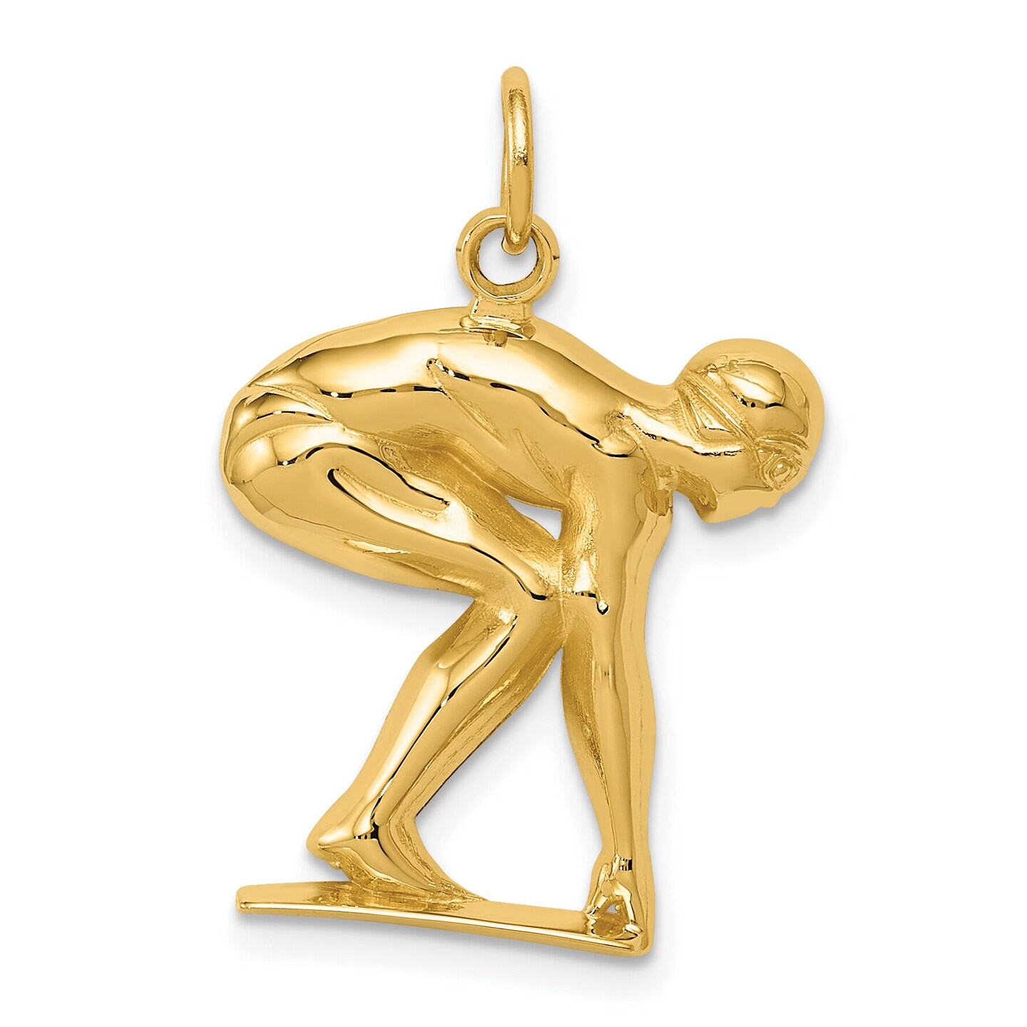 14K Gold Swimmer/Diver Charm Pendant Jewelry 26 x 18 mm