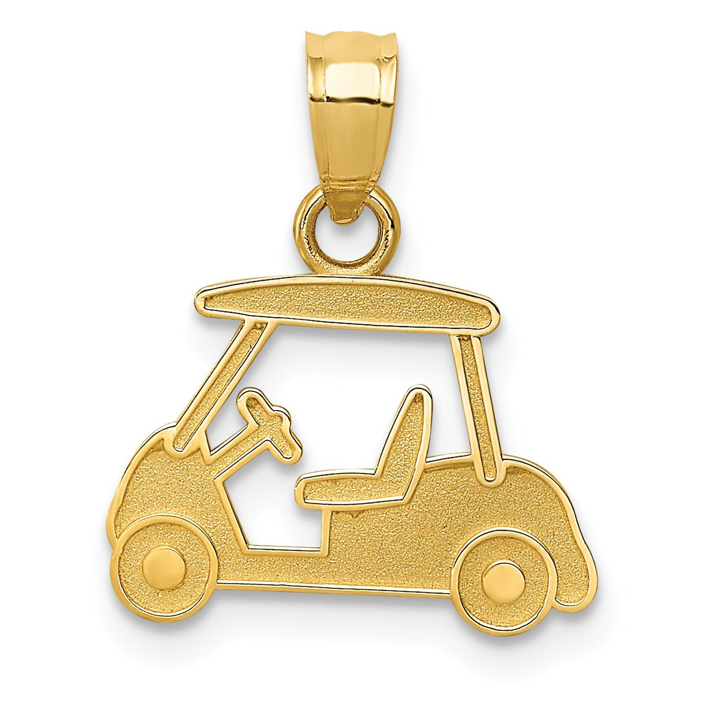 14K Gold Golf Cart Charm Pendant Jewelry 18 x 14 mm