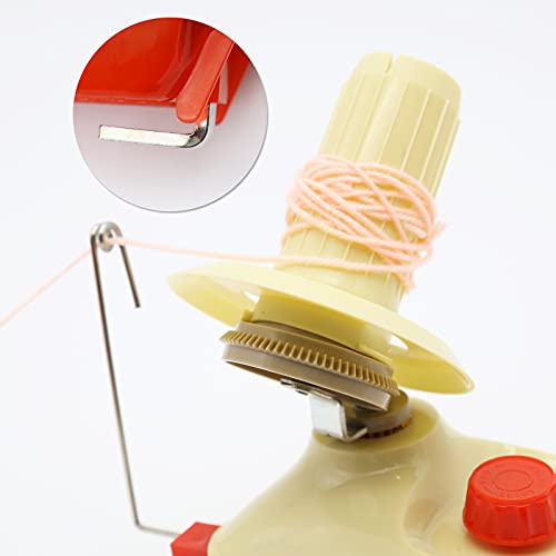 Needlecraft Yarn Ball Winder Hand Operated,Red,Portable Package,Easy to Set Up and Use,Sturdy with Metal Handle and Tabletop Clamp,Including Yarn Needles Set…