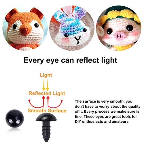 500 Pieces 6-12MM Black Plastic Safety Eyes with Washers for Crochet Animal Crafts Doll Making Supplier Bulk (4 Sizes)