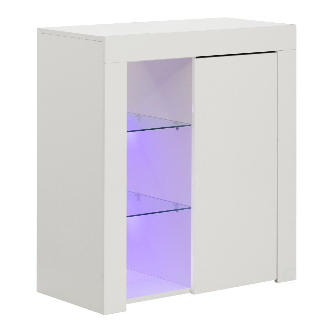 Led Side Storage Cabinet For Office Or Living Room 13.75" W High Gloss Finish