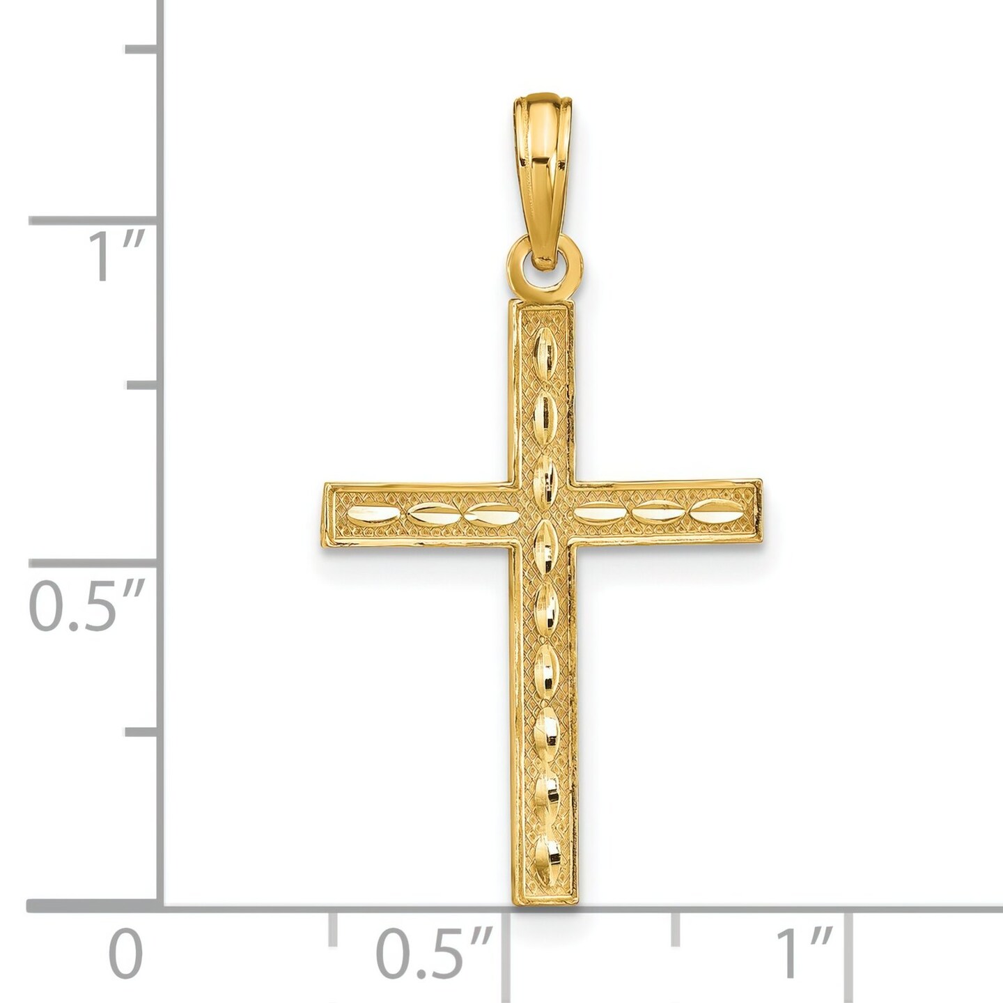 14K Gold Reversible Cross Hope Faith Love Pendant Charm Jewelry 31mm x 17mm