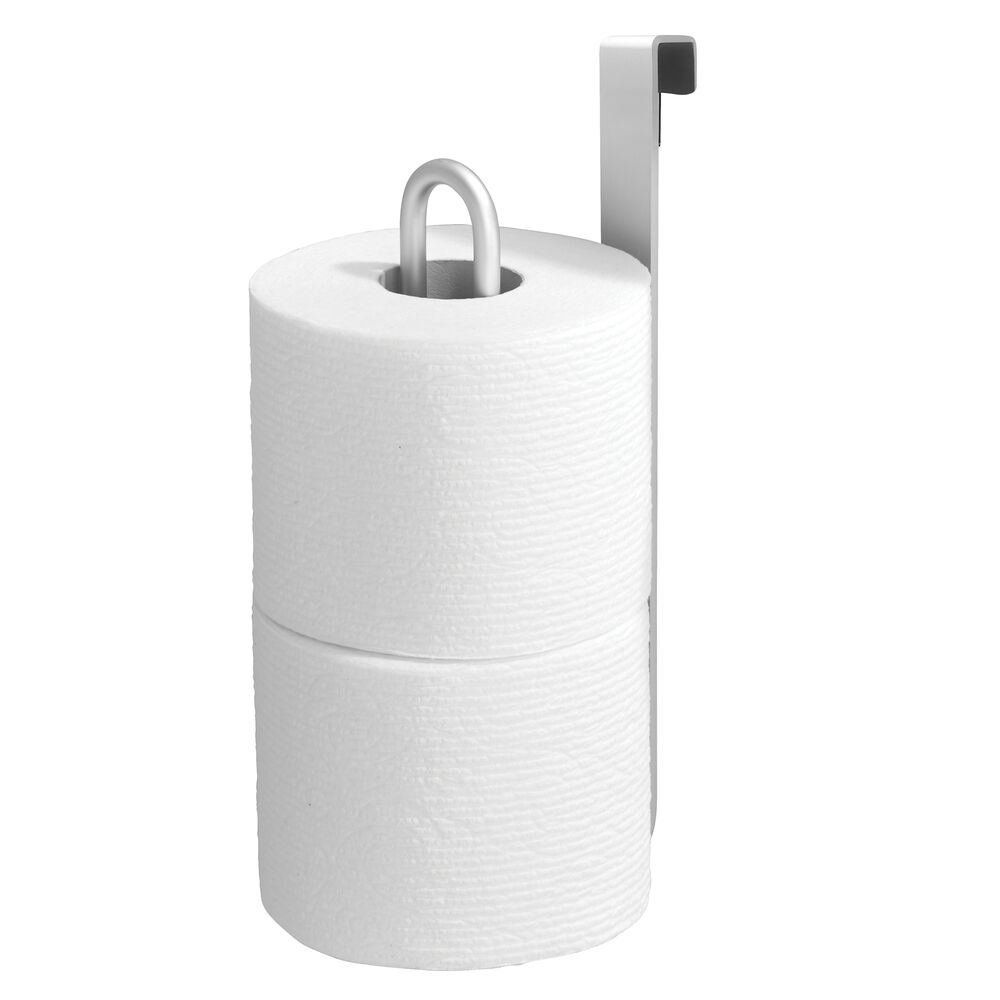 mDesign Aluminum Over Tank Toilet Tissue Paper Roll Holder / Dispenser - Silver