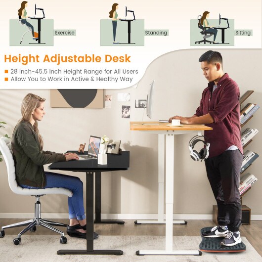 45.5 Inch Electric Height Adjustable Standing Desk with 2-Button Controller and Metal Frame