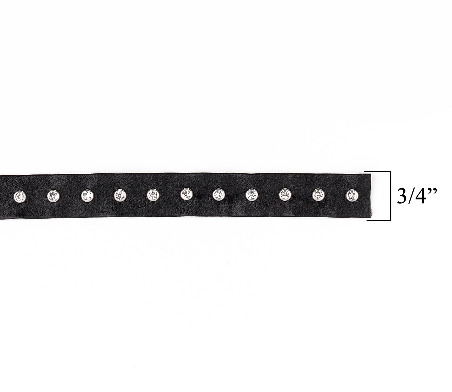 Gillian 3/4&#x22; Wide Faux Leather Tape Trim Embellished With Rhinestone Studs