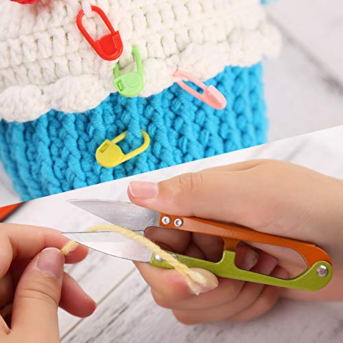 54 Pieces Crochet Needles Set, Crochet Hooks Kit with Storage Case, Ergonomic Knitting Needles Blunt Needles Stitch Marker DIY Hand Knitting Craft Art Tools for Beginners