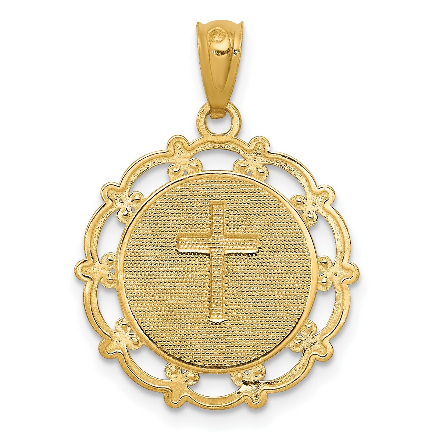 14K Two Tone Gold Baptism Pendant Charm Jewelry 18 x 16 mm