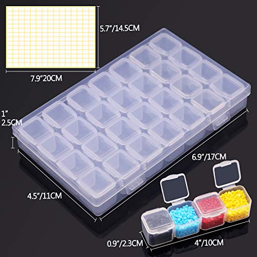 ARTDOT 28 Girds 2 Pack Diamond Painting Storage Containers Portable Bead Storage  Container for Diamond Painting Accessories
