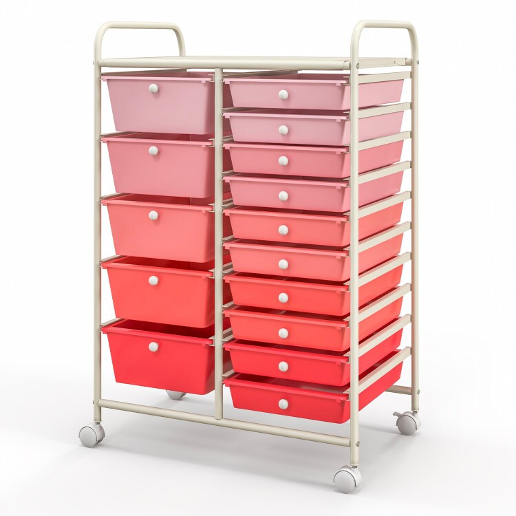15-Drawers Multi-Use Rolling Storage Organizer Cart with Chrome Finish Steel Frame Perfect for Any Room