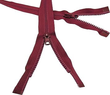 #5 Molded Vislon Burgundy YKK Jacket 2-Way Separating Zipper - Choose Your Length - Color: Burgundy #527 - Made in The United States (1 Zipper Per Pack) (14" Inches)