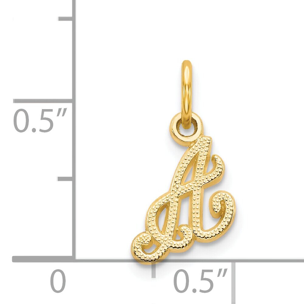 14K Yellow Gold Initial Letter A Charm Pendant Jewelry 16 X 9mm