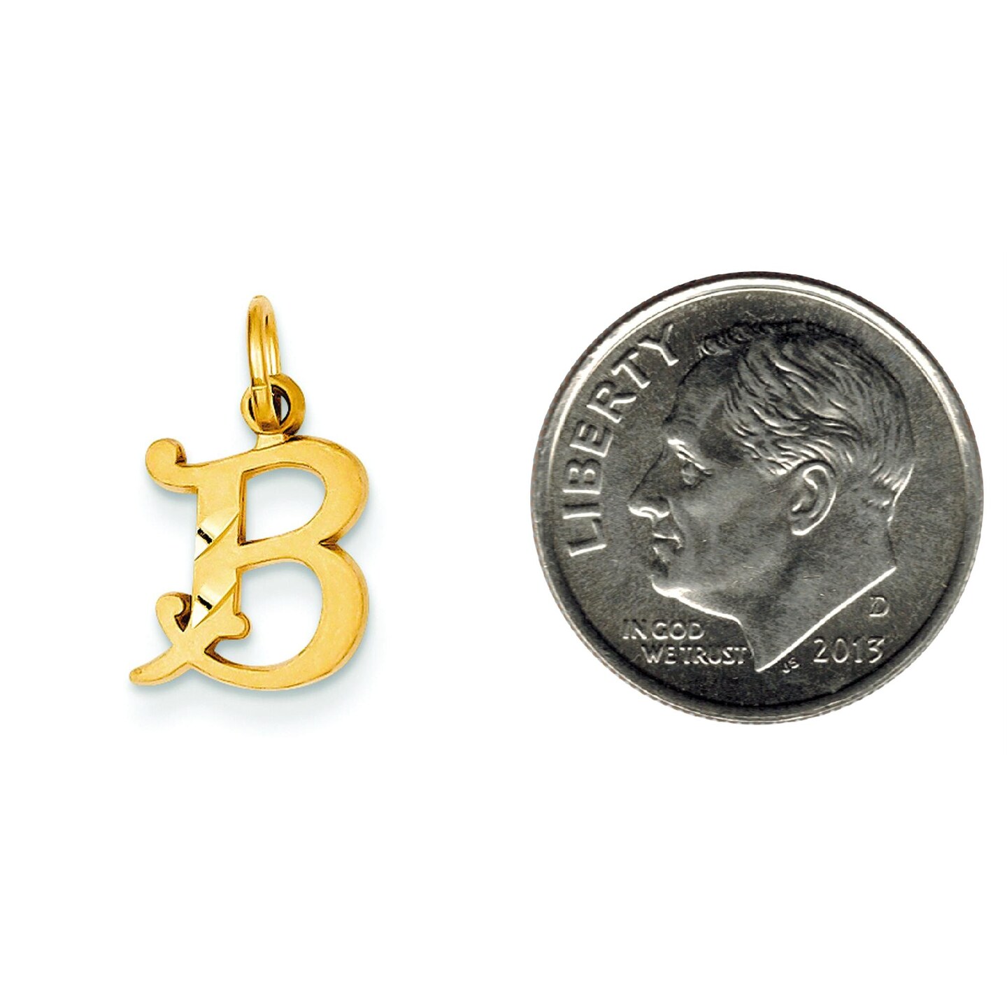 14K Gold Initial B Charm Jewelry FindingKing 17mm x 10mm