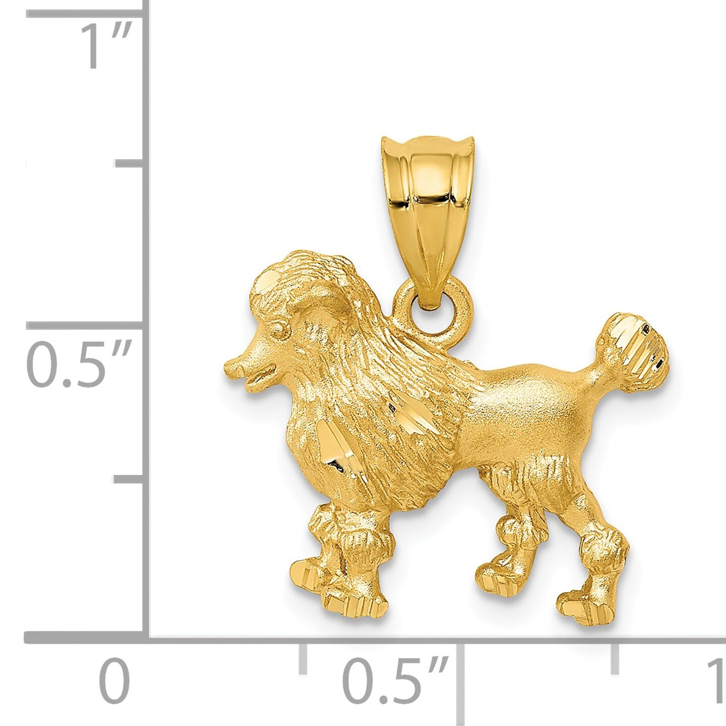 14K Gold Poodle Dog Charm Doggy Pendant FindingKing Jewerly 17mm x 17mm