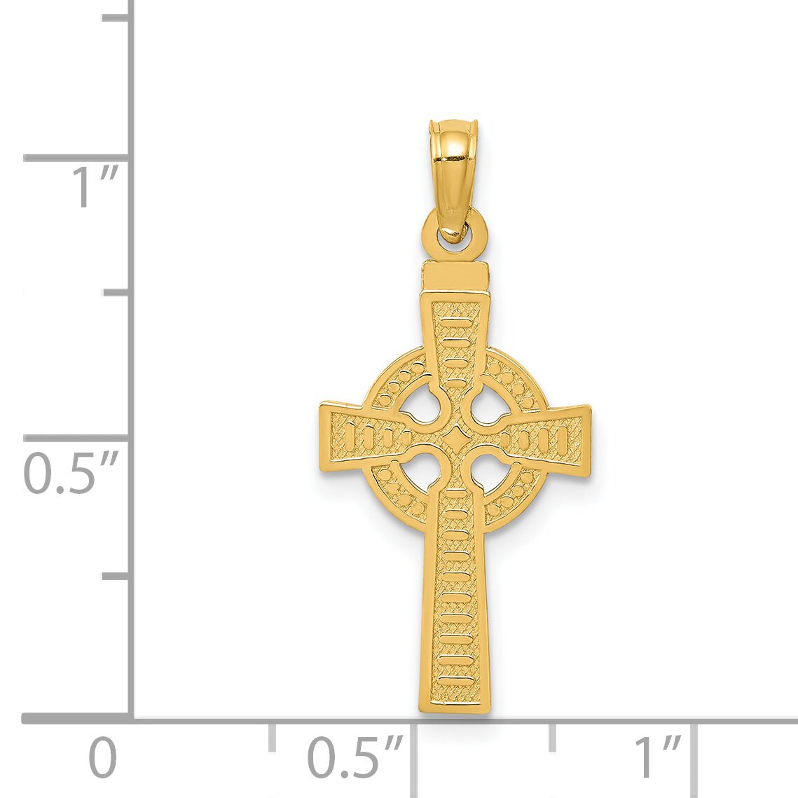 14K Yellow Gold Celtic Cross Pendant Charm Jewelry 29mm x 13mm