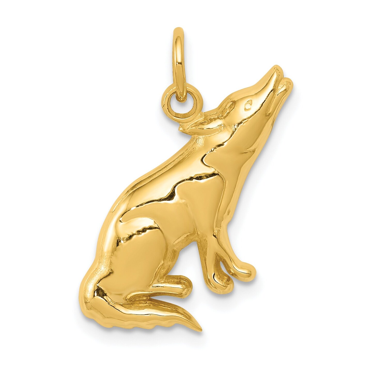 14K Gold Wolf Charm Pendant Jewelry 23 x 13 mm