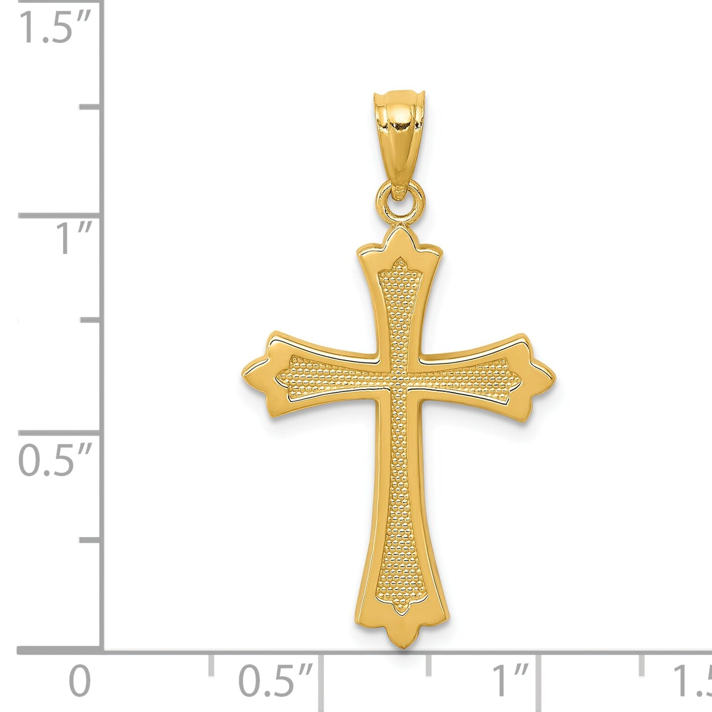 14K Yellow Gold Cross Pendant Charm Religious Jewelry 30 X 17mm