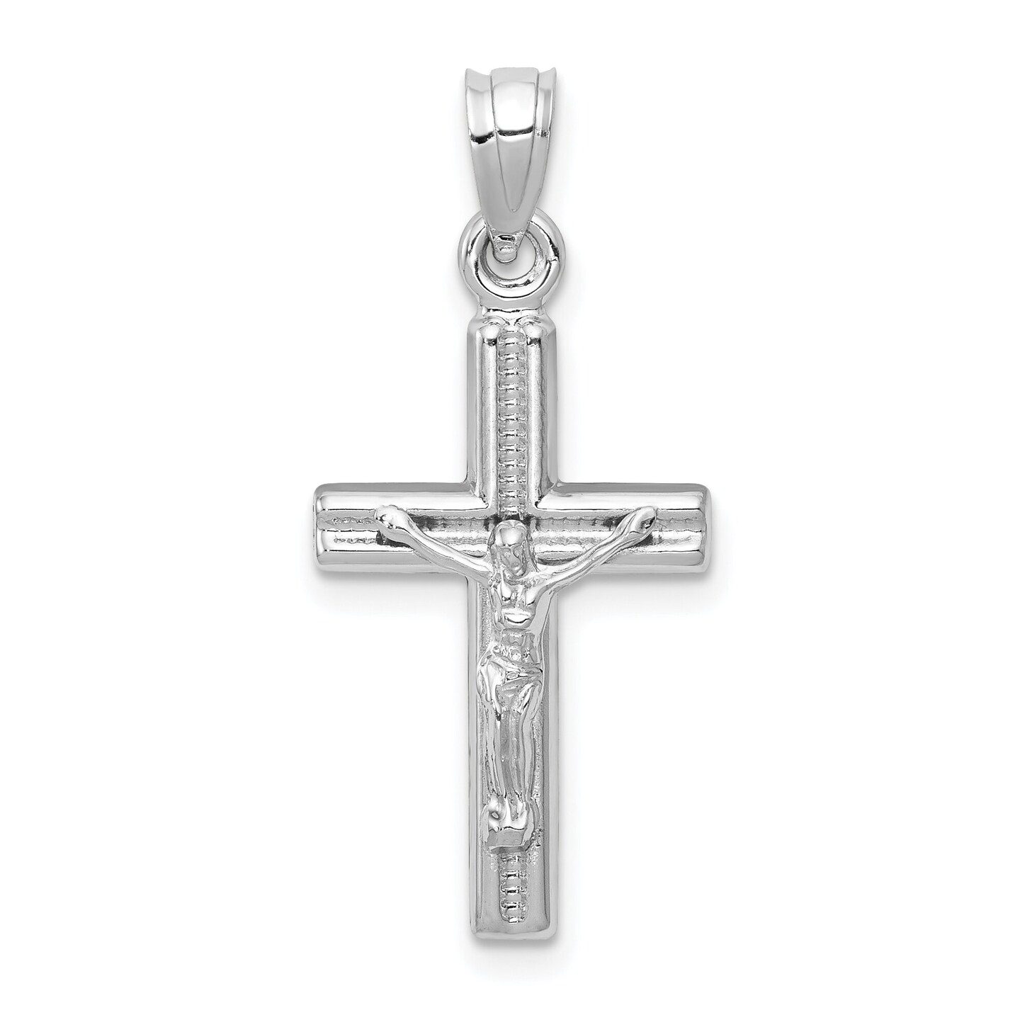 14K White Gold Crucifix Pendant Charm Religious Jewerly 30mm x 14mm