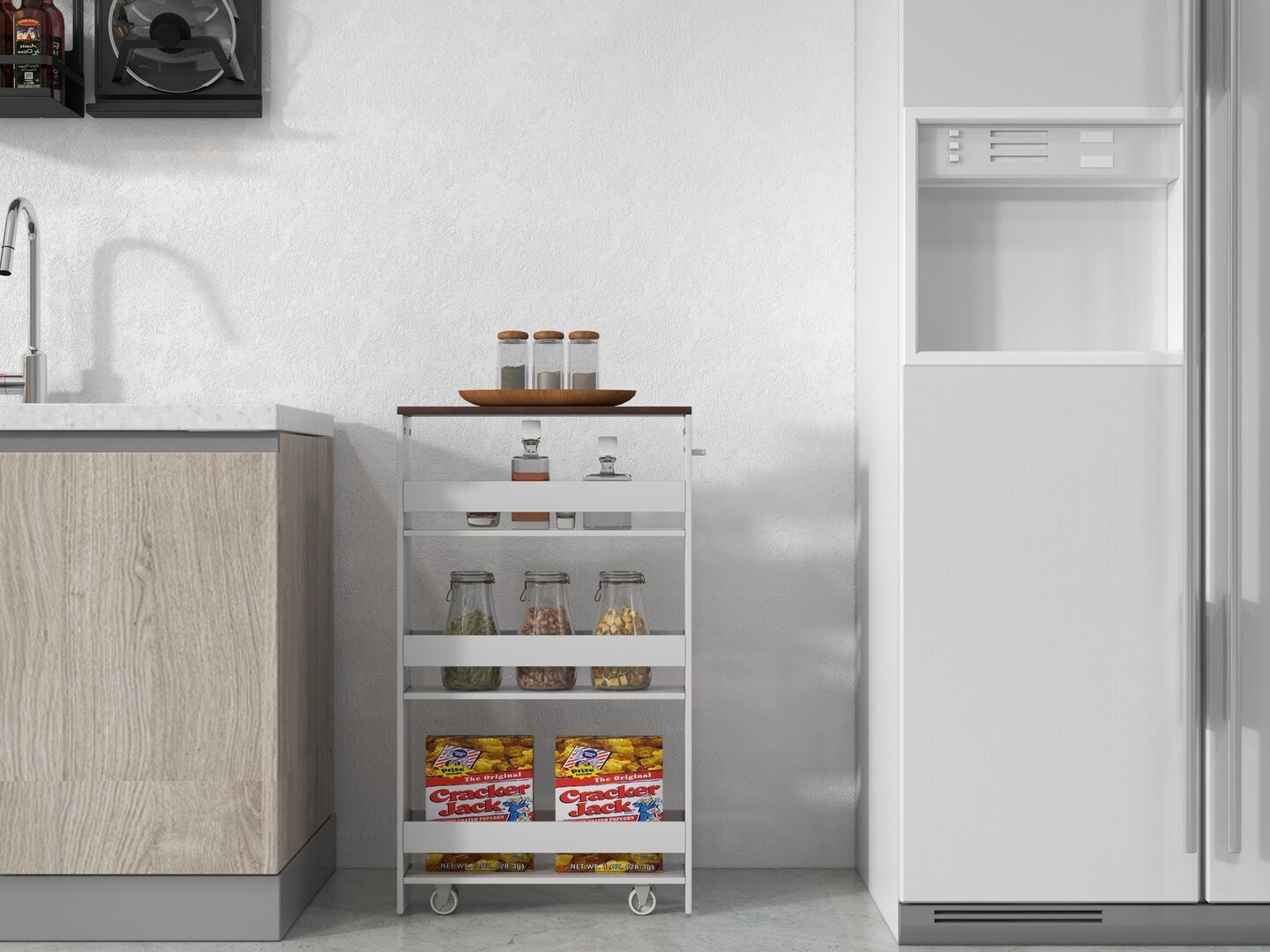 Mobile Rolling Cart with 3-Tier Storage Shelves Rack on Wheels for Kitchen or Bathroom