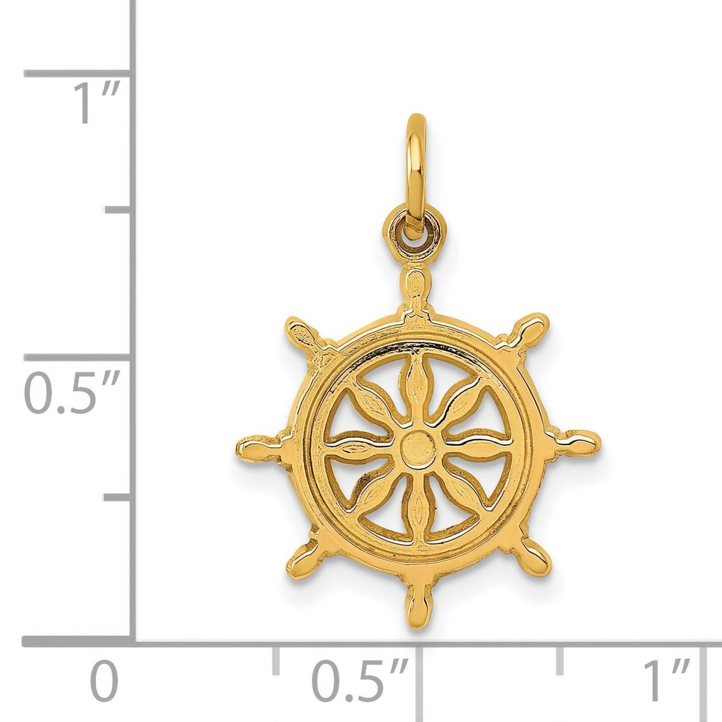 14K Gold Ships Wheel Charm Jewelry FindingKing 24mm x 16mm