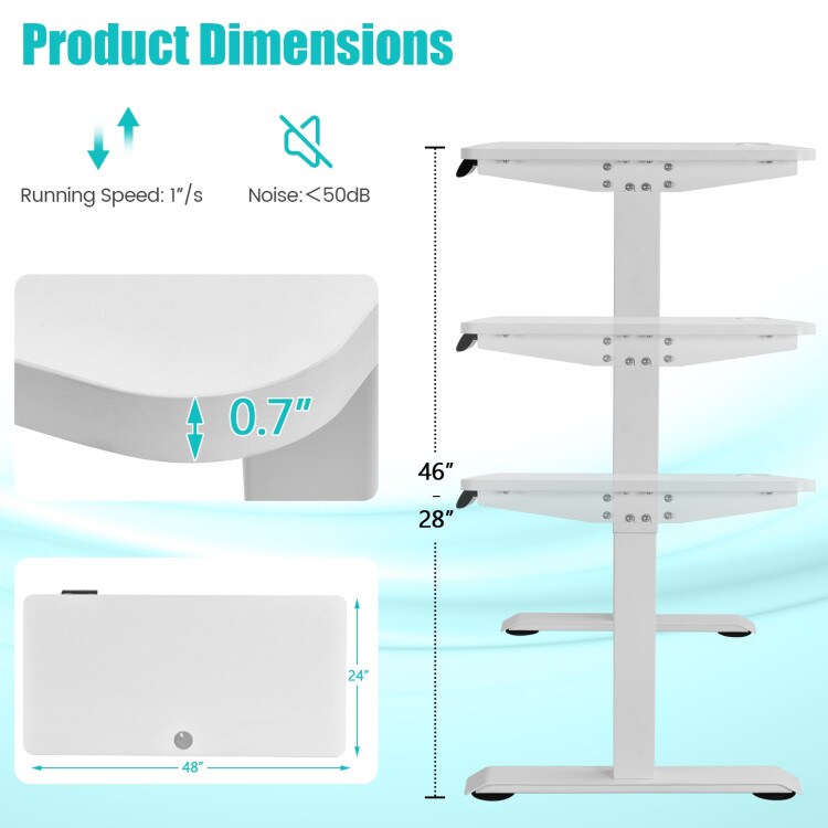 Electric Computer Standing Desk with Height Adjustable and Cable Management Hole