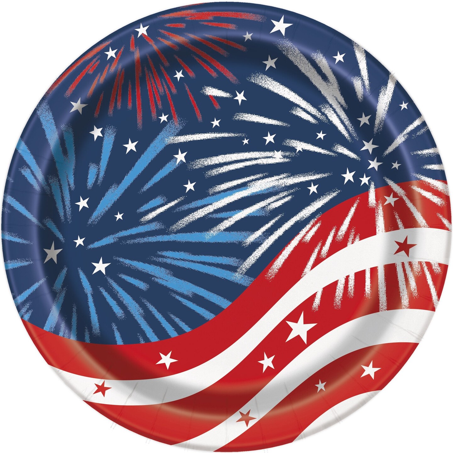 Patriotic Fireworks 4th of July Round 7&#x22; Dessert Plates - 8ct