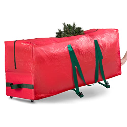 Christmas Tree Bag, Rolling, Red, 9-ft.