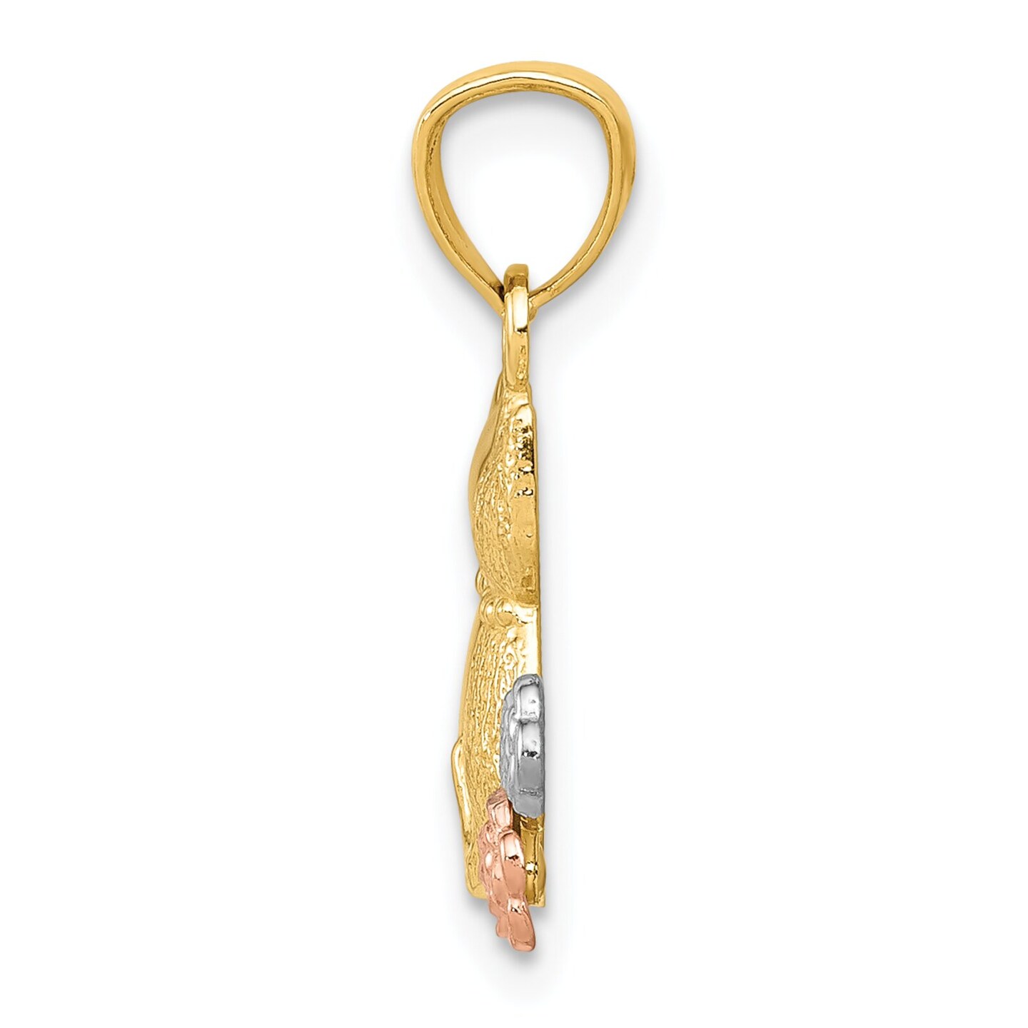 14K Tri-Color Gold Cats Pendant Charm Jewelry 19mm x 15mm