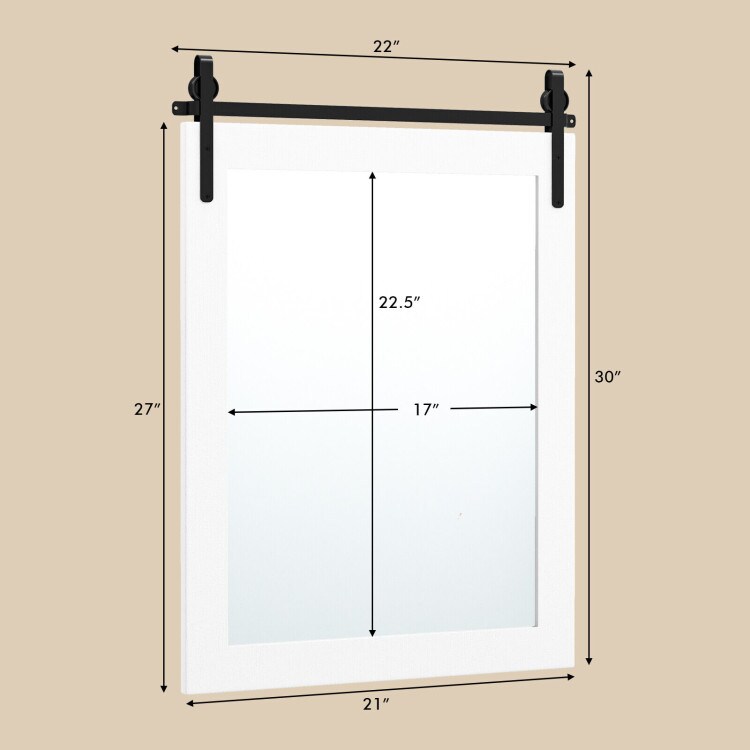 30 x 22 Inch Wall Mount Mirror with Wood Frame-White