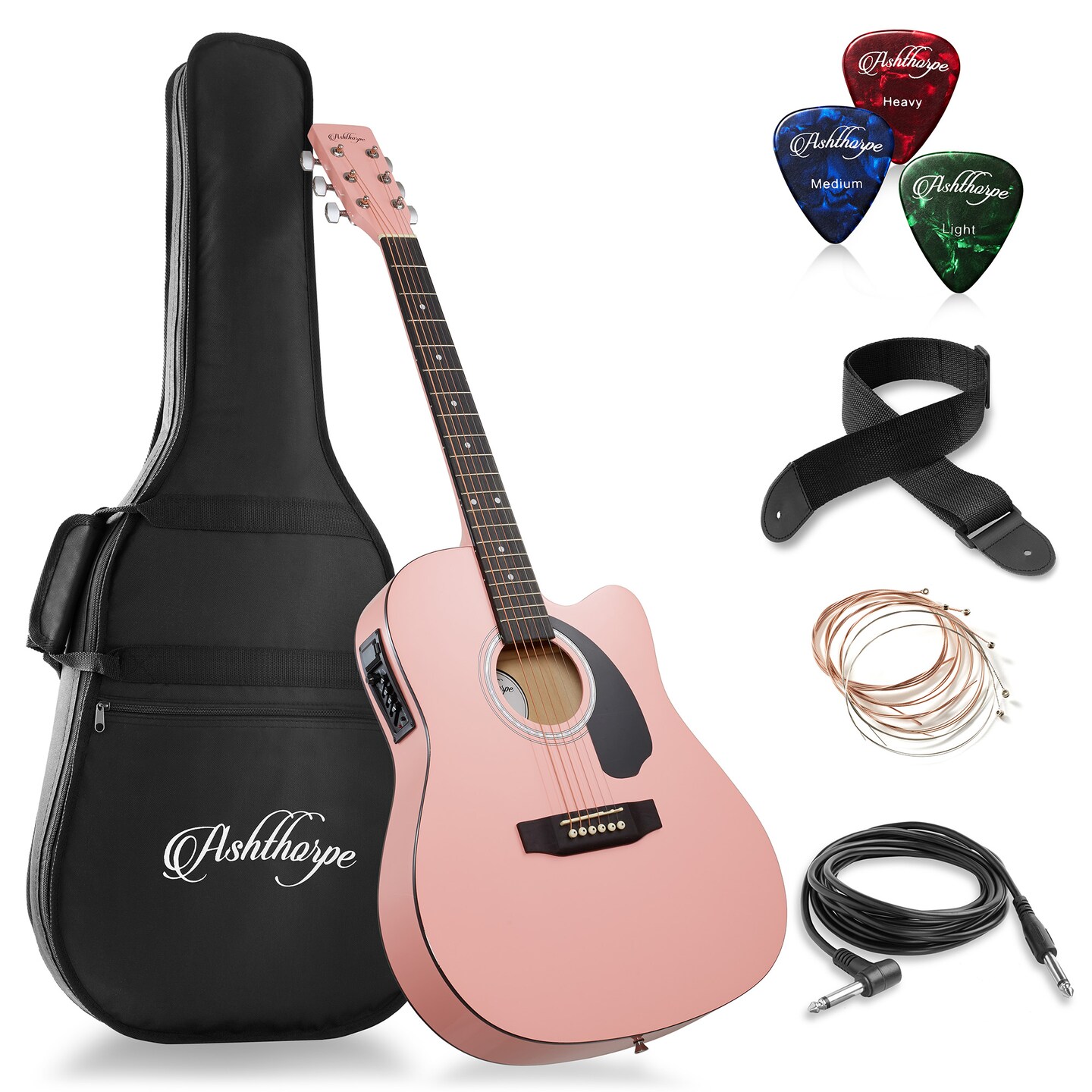 Ashthorpe Full-Size Cutaway Thinline Acoustic-Electric Guitar Package - Premium Tonewoods