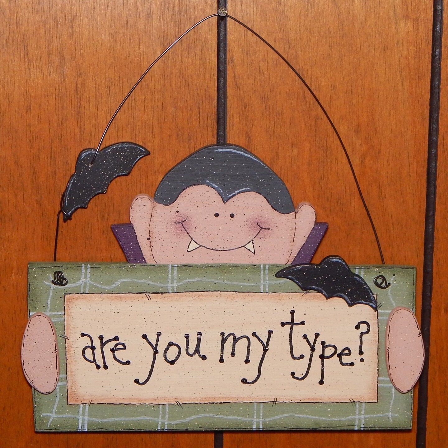 Primitive Halloween Decoration, Cute Vampire Decor, Wood Halloween Signs, Vampire Signs, Cute Halloween Decor, Dracula Halloween Door Hanger product 2