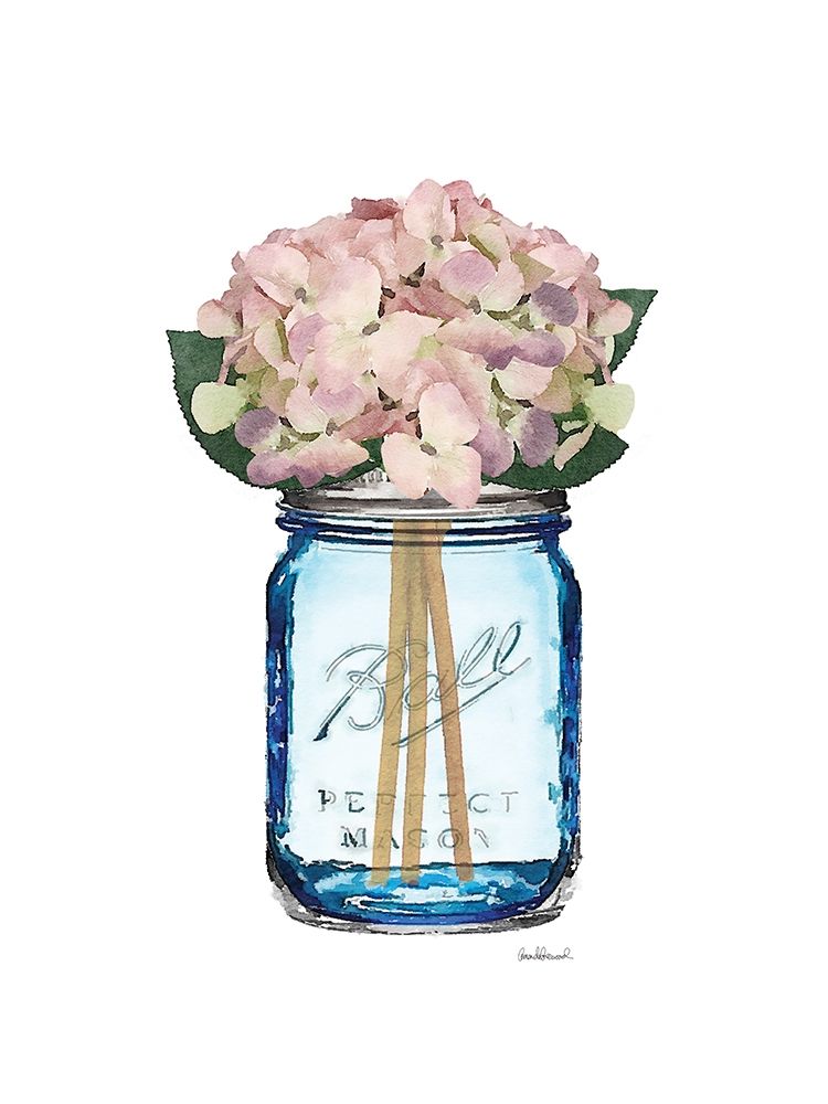 Blue Jar Hydrangea Poster Print by Amanda Greenwood # AGD115734