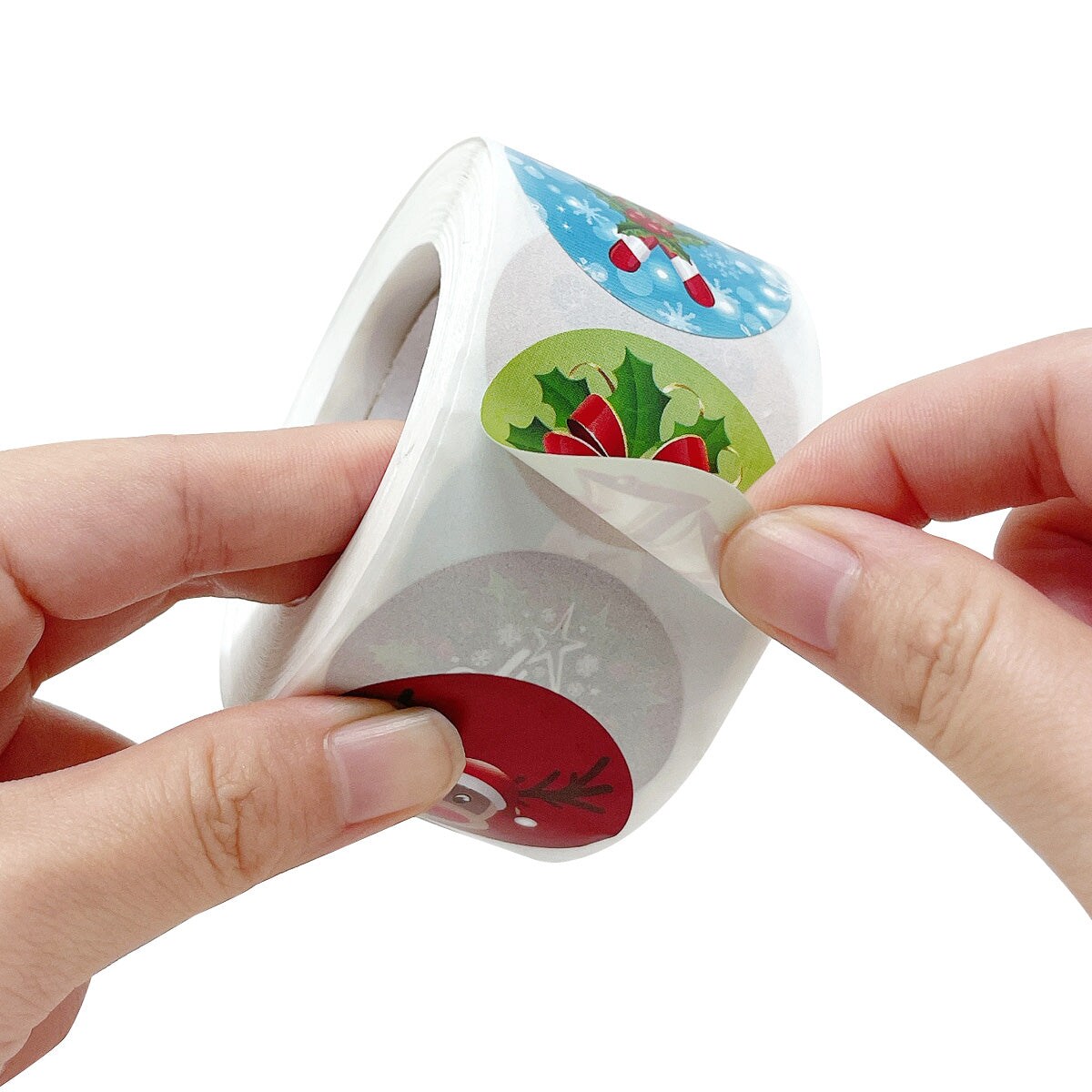Wrapables Christmas Stickers Label Roll, Holiday Stickers for Sealing Cards, Envelopes, Gift Boxes, Festive Party Favors (500 pcs)