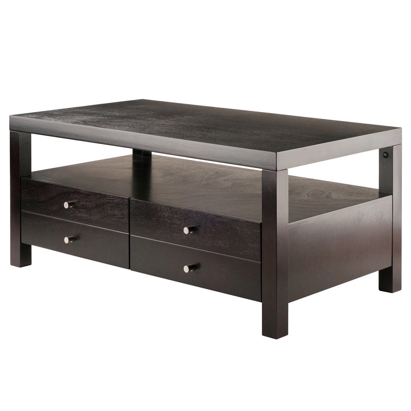 Contemporary Home Living 18.25&#x201D; Brown Rectangle Coffee Table with Two Drawer