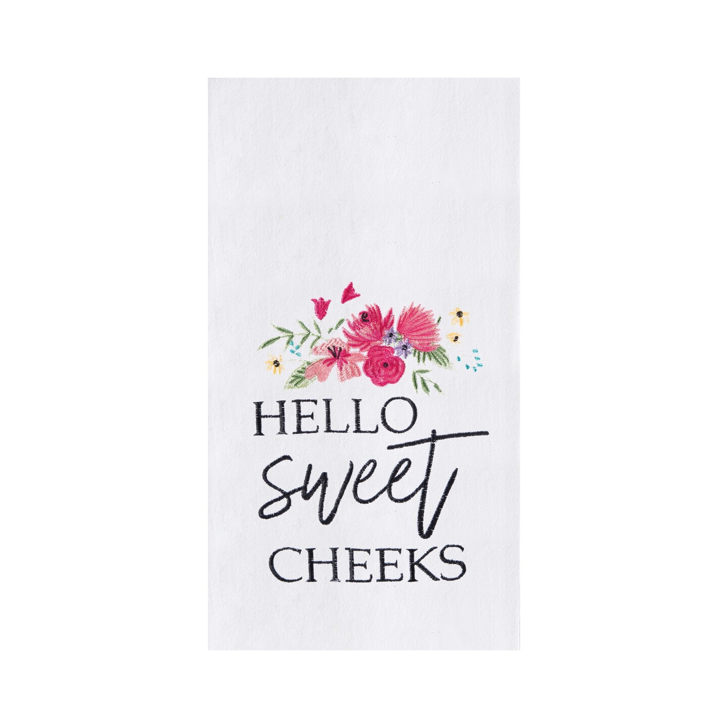 Hello Sweet Cheeks Embroidered Flour Sack Dishtowel Valentine&#x27;s Day Decor Decoration
