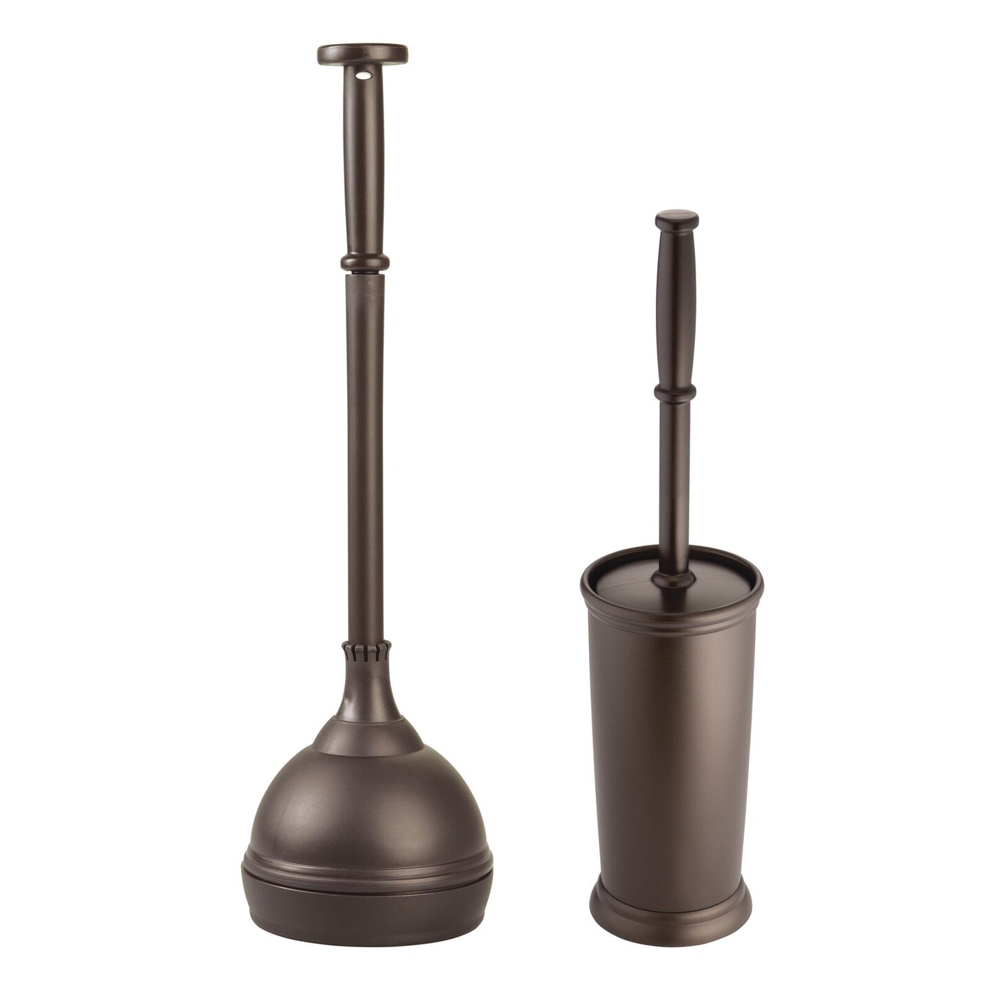 mDesign Plastic Compact Toilet Plunger and Toilet Bowl Brush Set
