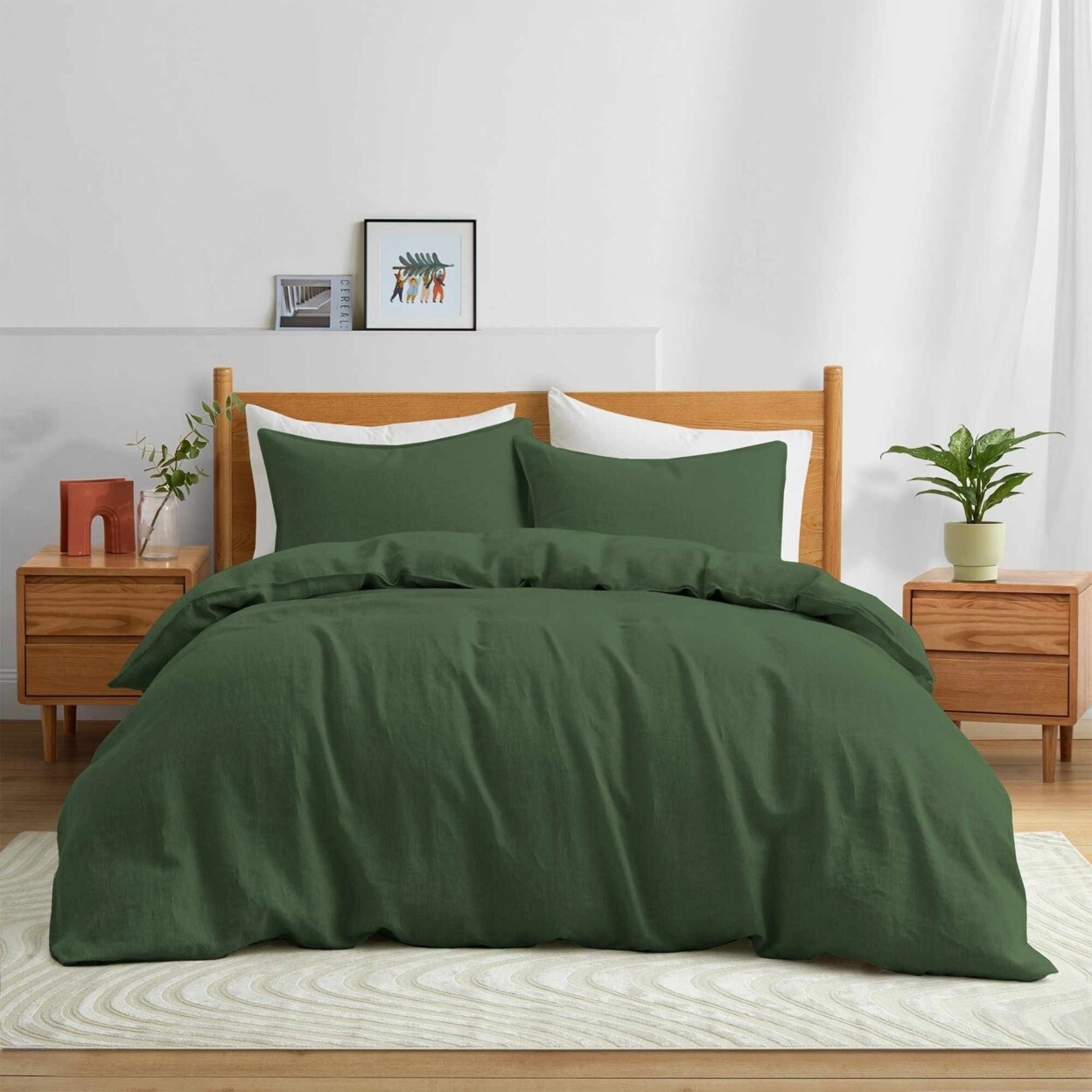 Premium Flax Linen Duvet Cover Set Twin Full Queen King Moisture Wicking Breathable