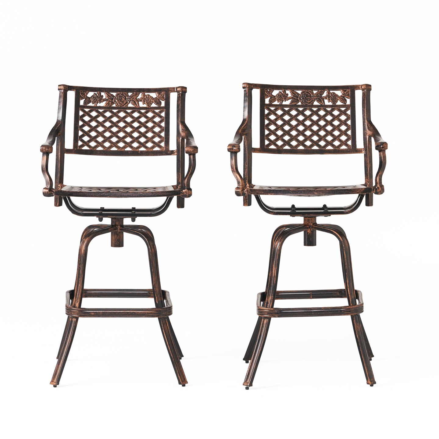 Contemporary Home Living Set of 2 Brown Antique Style Bar Stools 45.5