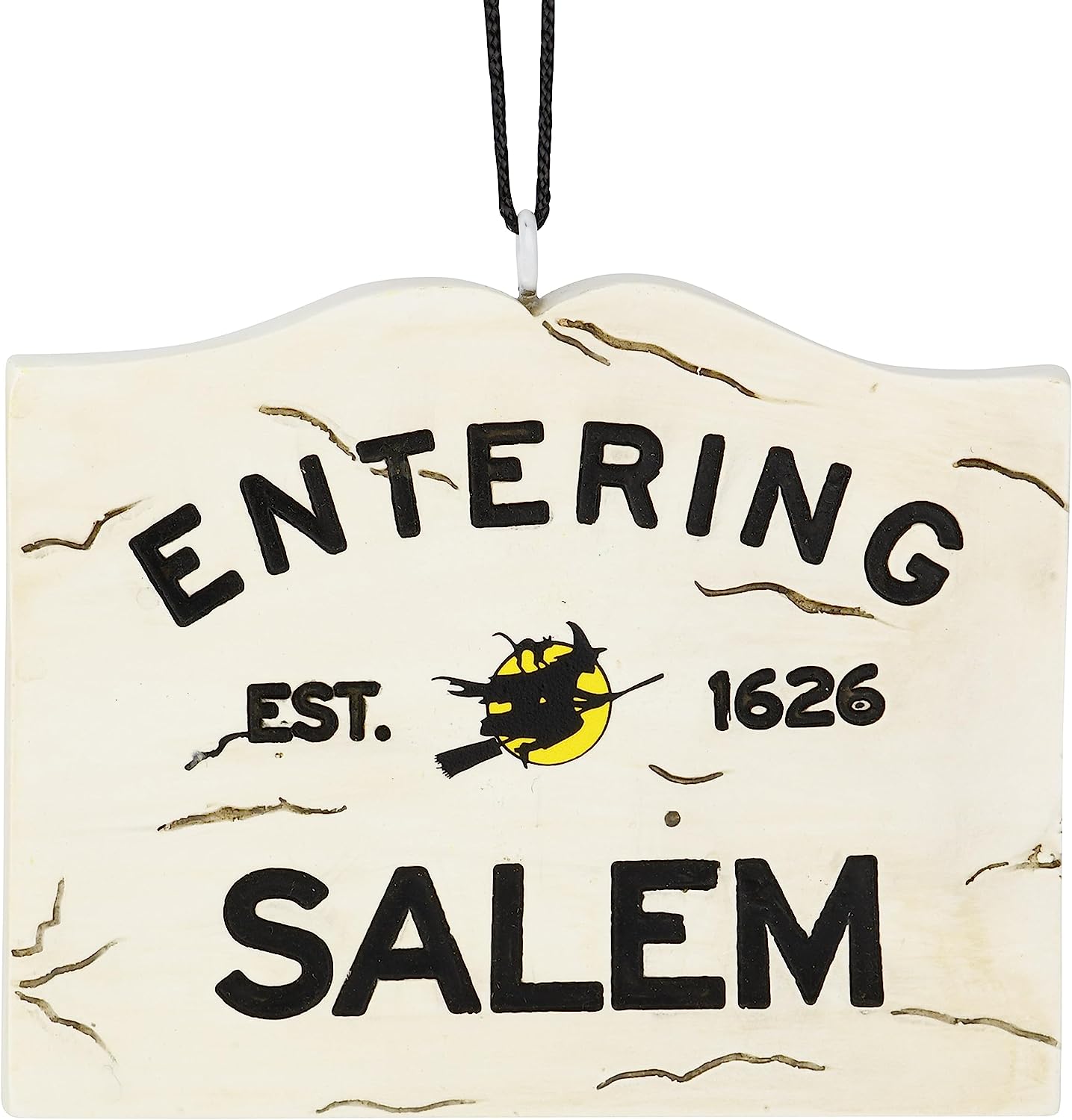 Tree Buddees Entering Salem Sign with Witch Halloween Ornament