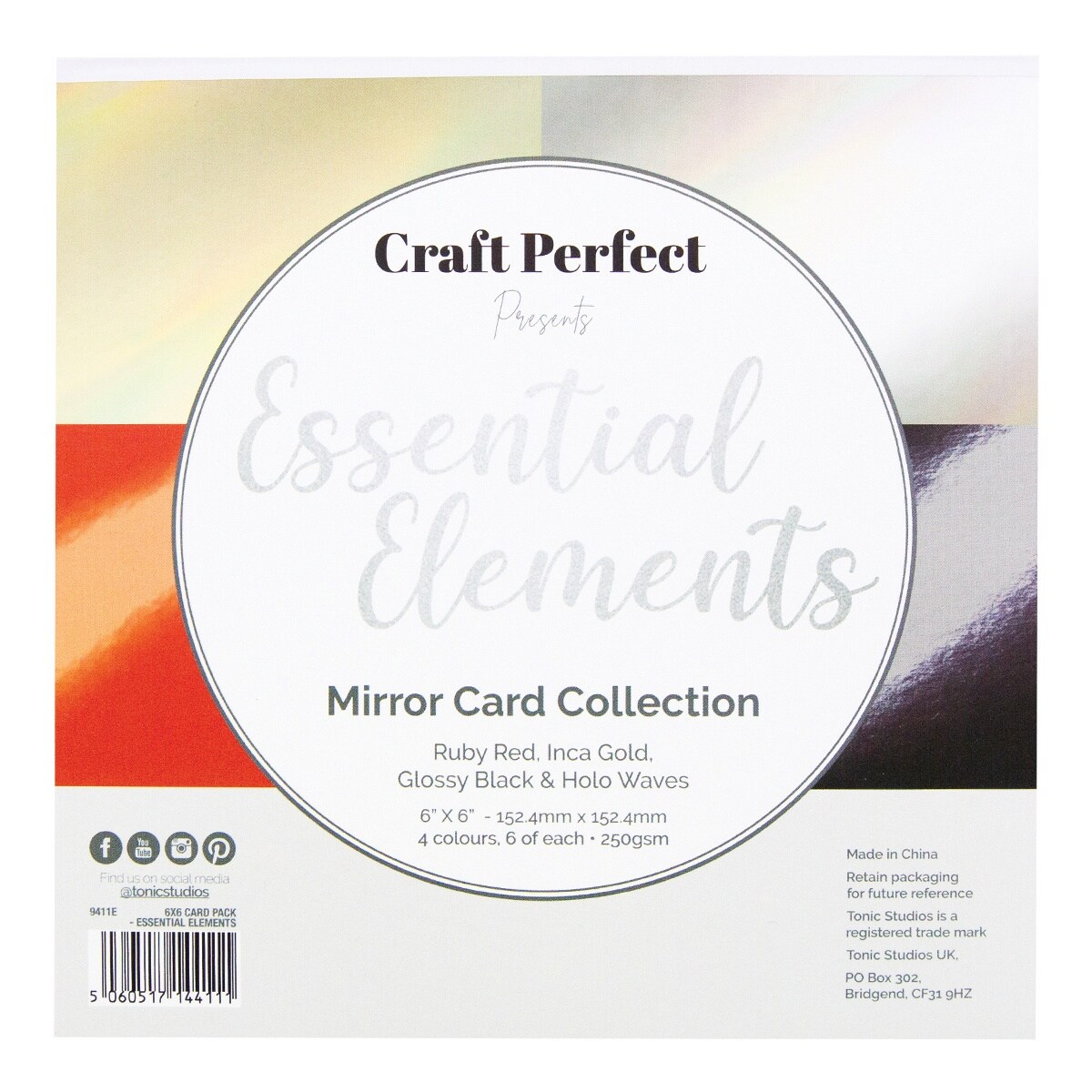 6x6 Card Pack with Gold Mirror Card Stock and Red Card Stock 6 Pack