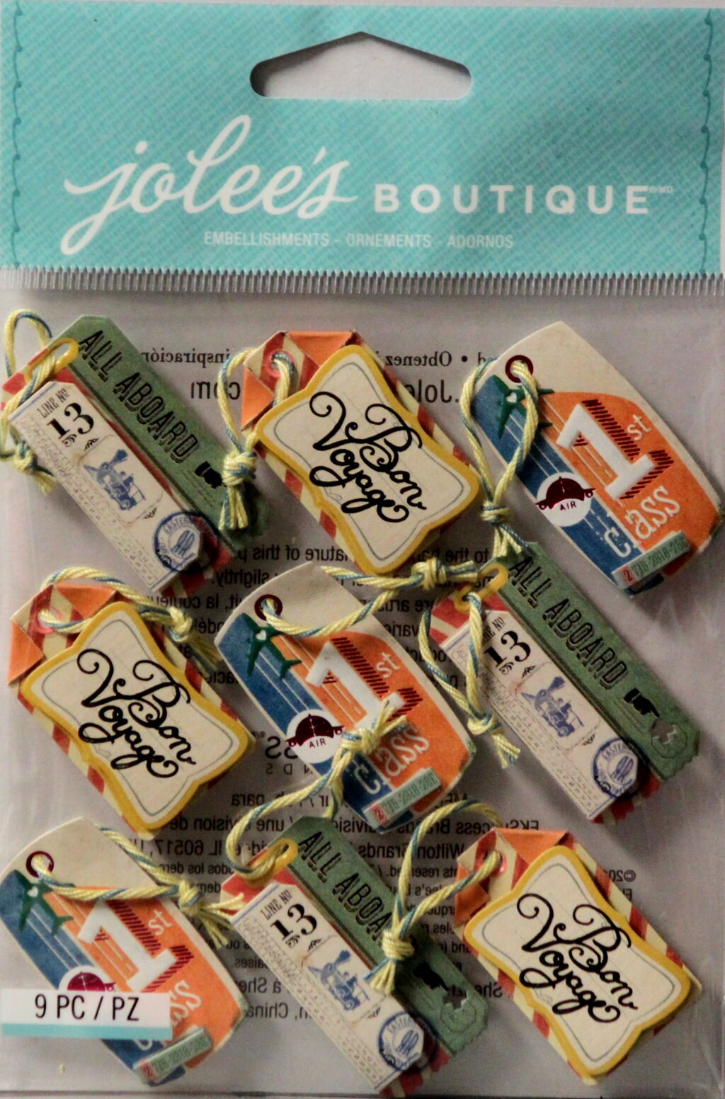 Jolee&#x27;s Boutique Vintage Bon Voyage Tag Repeat Dimensional Stickers