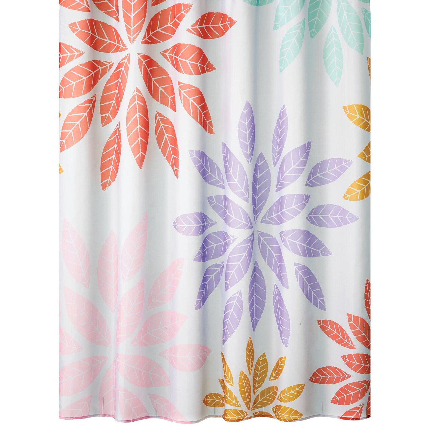 mDesign Leaf Print- Easy Care Fabric Shower Curtain