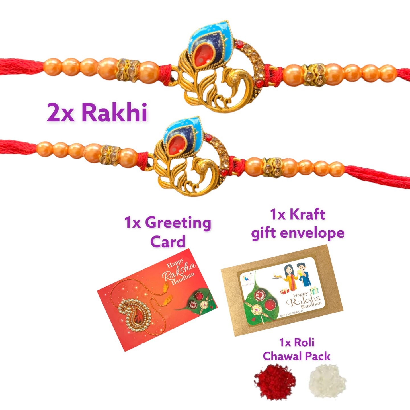 2 Peacock Designer Rakhi for Brother Gift Hamper for Brother Bhai and Bhabhi. Thread Bracelet for Rakshabandhan Raki. Rakasha Bandhan Gifts