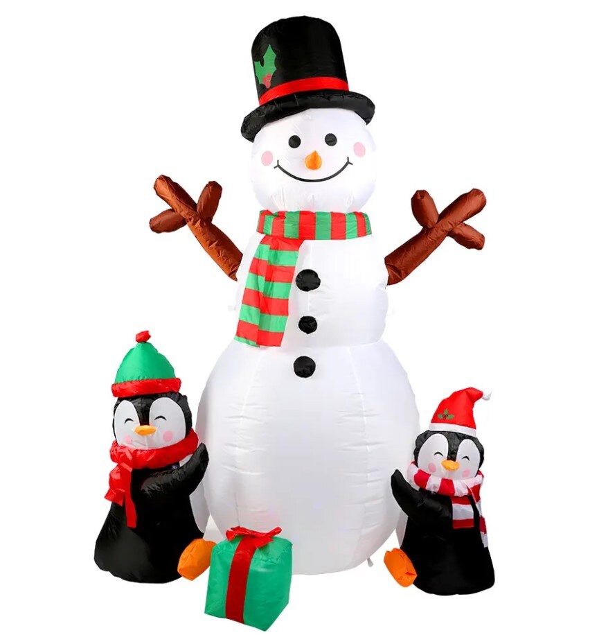 6ft Christmas Inflatables Christmas Decorations Outdoor, Inflatable Snowman Penguin Blow Up Yard Decorations with Rotating LED Lights for Indoor Outdoor Christmas Decorations Yard Garden Décor