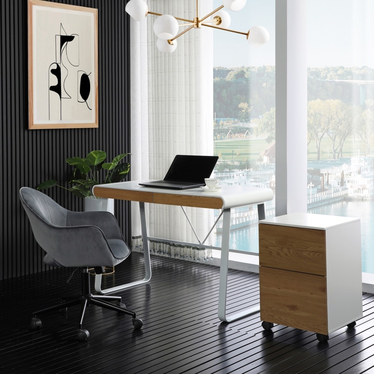 Loft Lyfe Graciela Desk-2 Storage Drawers-Geometric Leg Frame-Clean and Streamlined Design