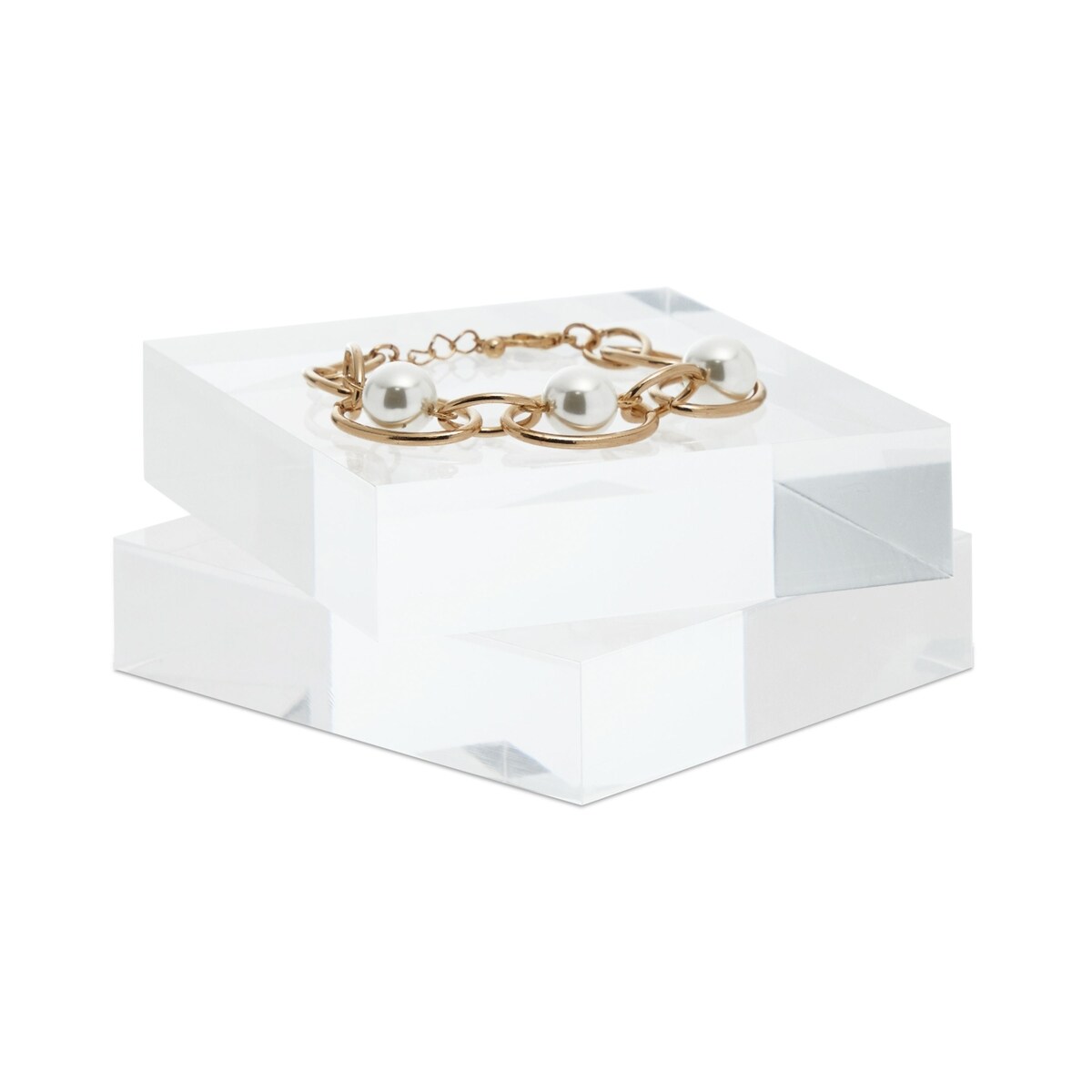 Clear Acrylic Blocks, Small Pedestal Riser for Display Stands (4x4x1 In, 2 Pack)