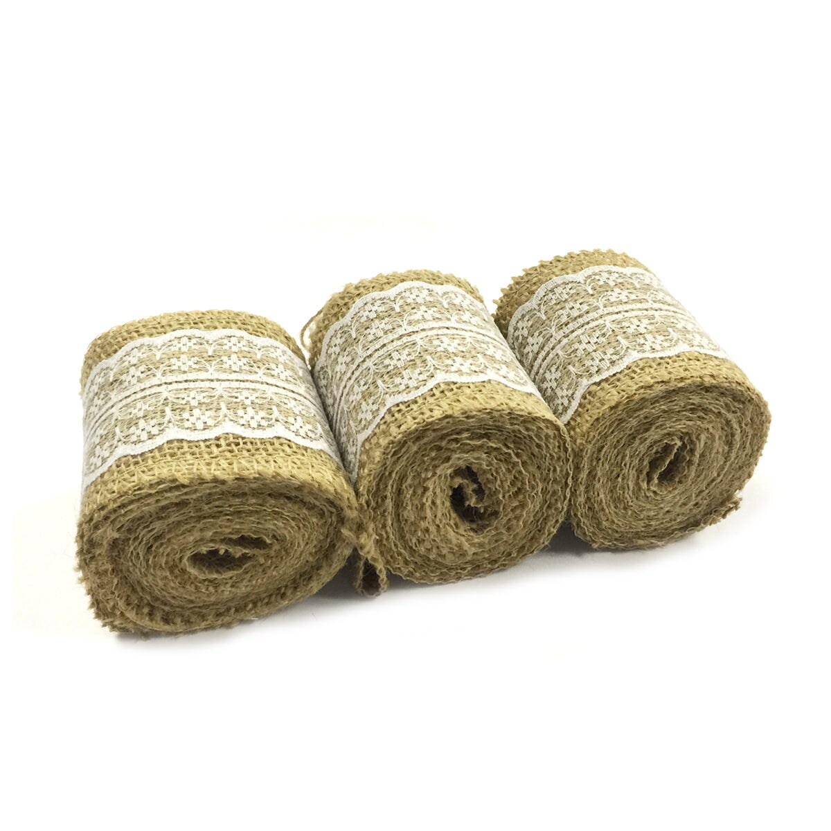 Wrapables Hessian Burlap with Lace Ribbon (Set of 3)
