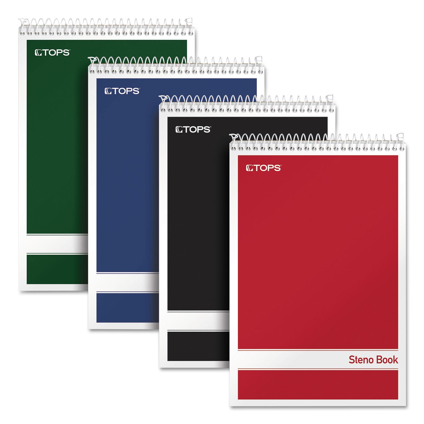 TOPS Steno Pad Gregg Rule Assorted Cover Colors 80 White 6 x 9 Sheets 4/Pack