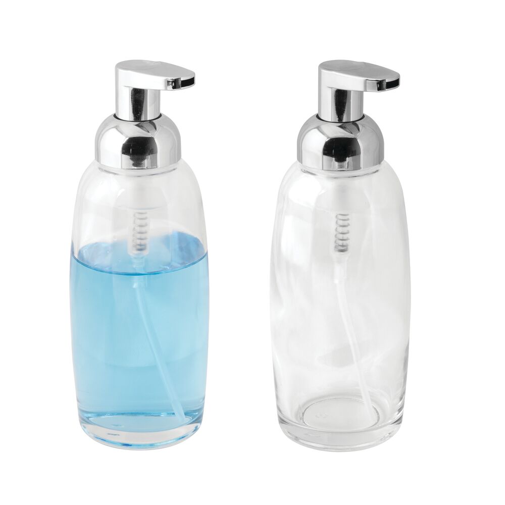 mDesign Glass Refillable Foaming Soap Dispenser Pump, 2 Pack
