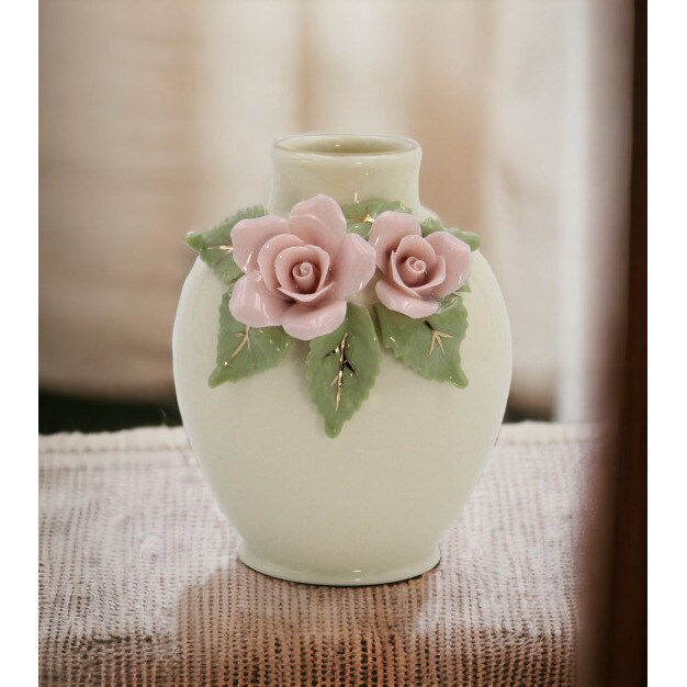 kevinsgiftshoppe Mini Size Ceramic Rose Flowers Vase Home Decor